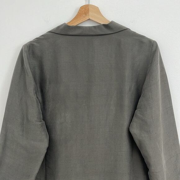 Eileen Fisher 100% Silk Long-Line Lightweight Blazer Jacket Artsy Neutral Small - Picture 4 of 11